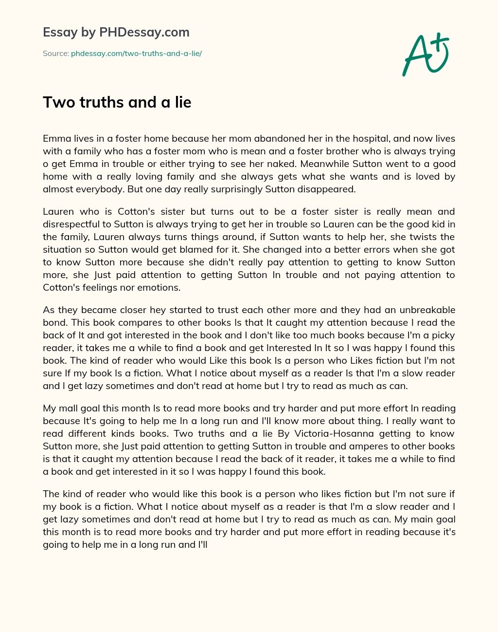 Two truths and a lie essay