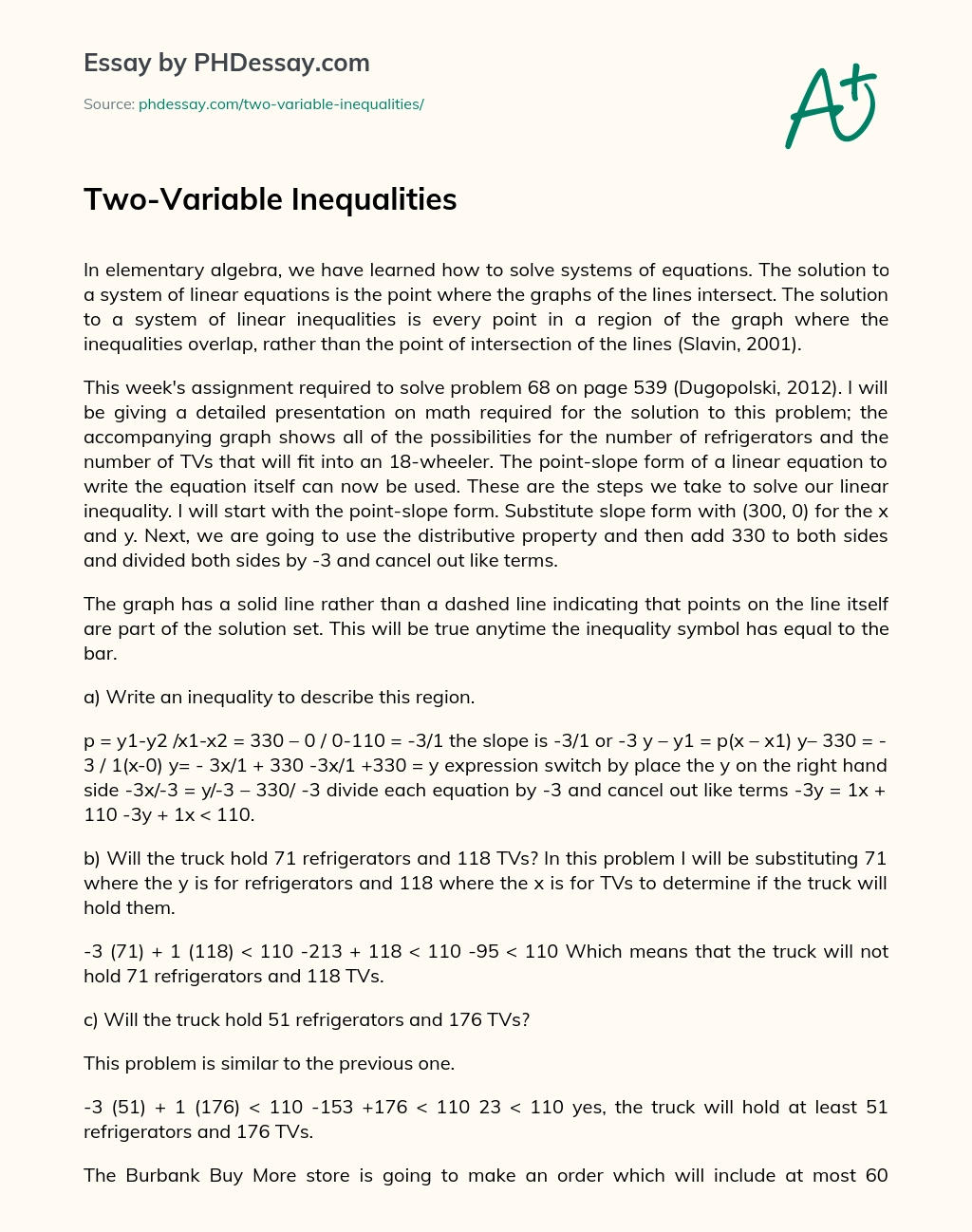 Two-Variable Inequalities essay