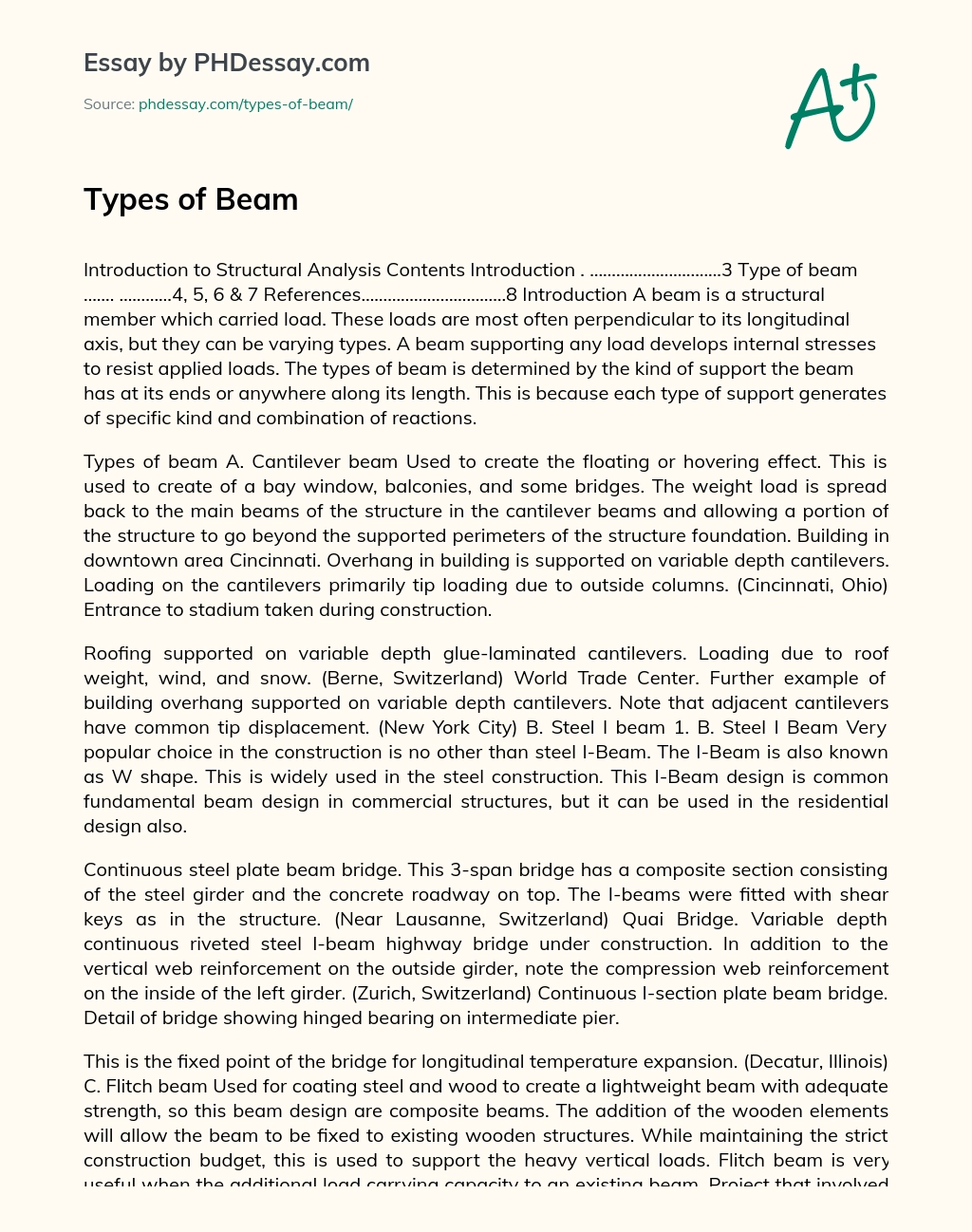 Types of Beam essay