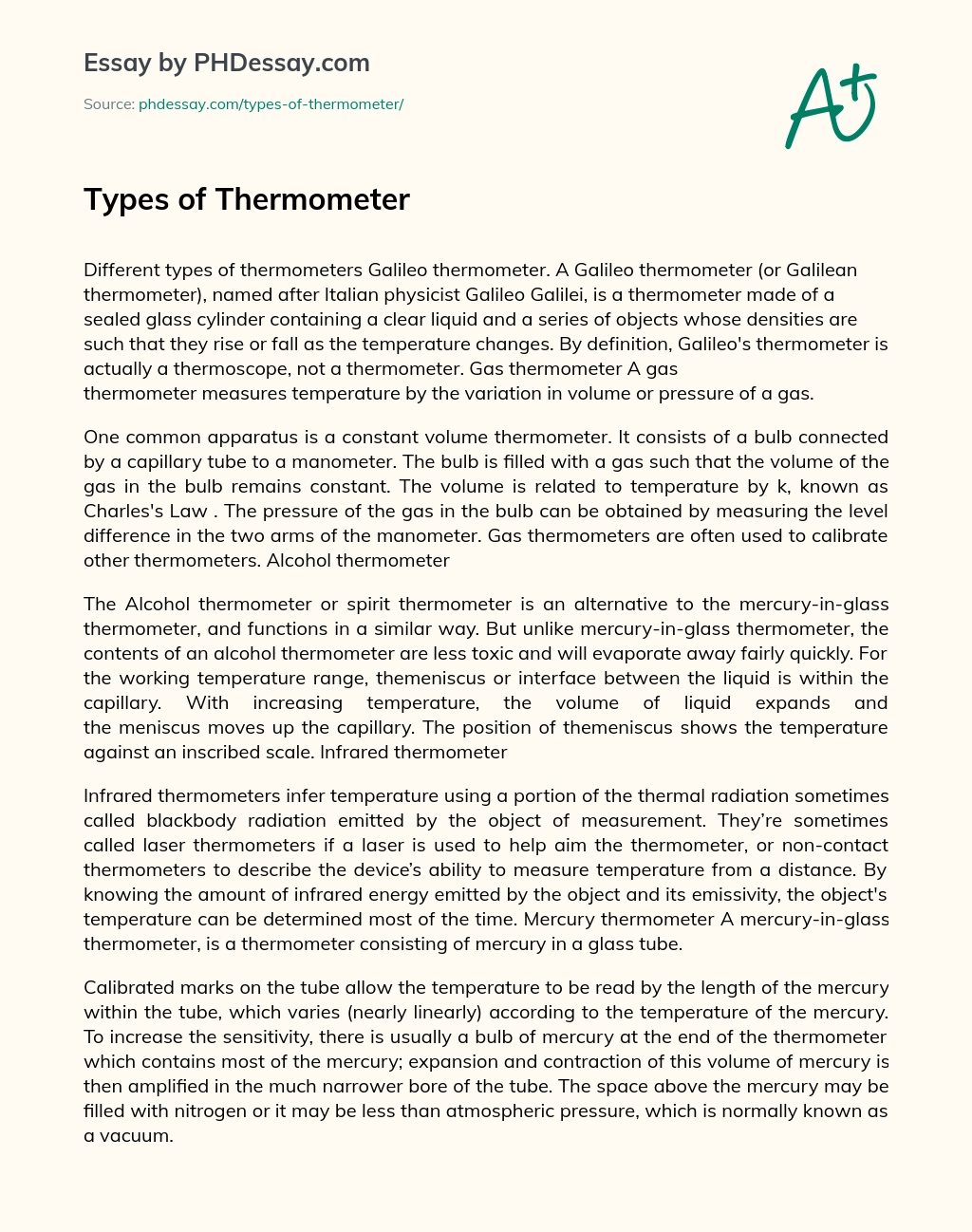 Types of Thermometer essay