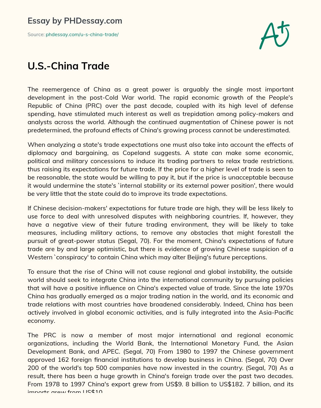 U.S.-China Trade essay