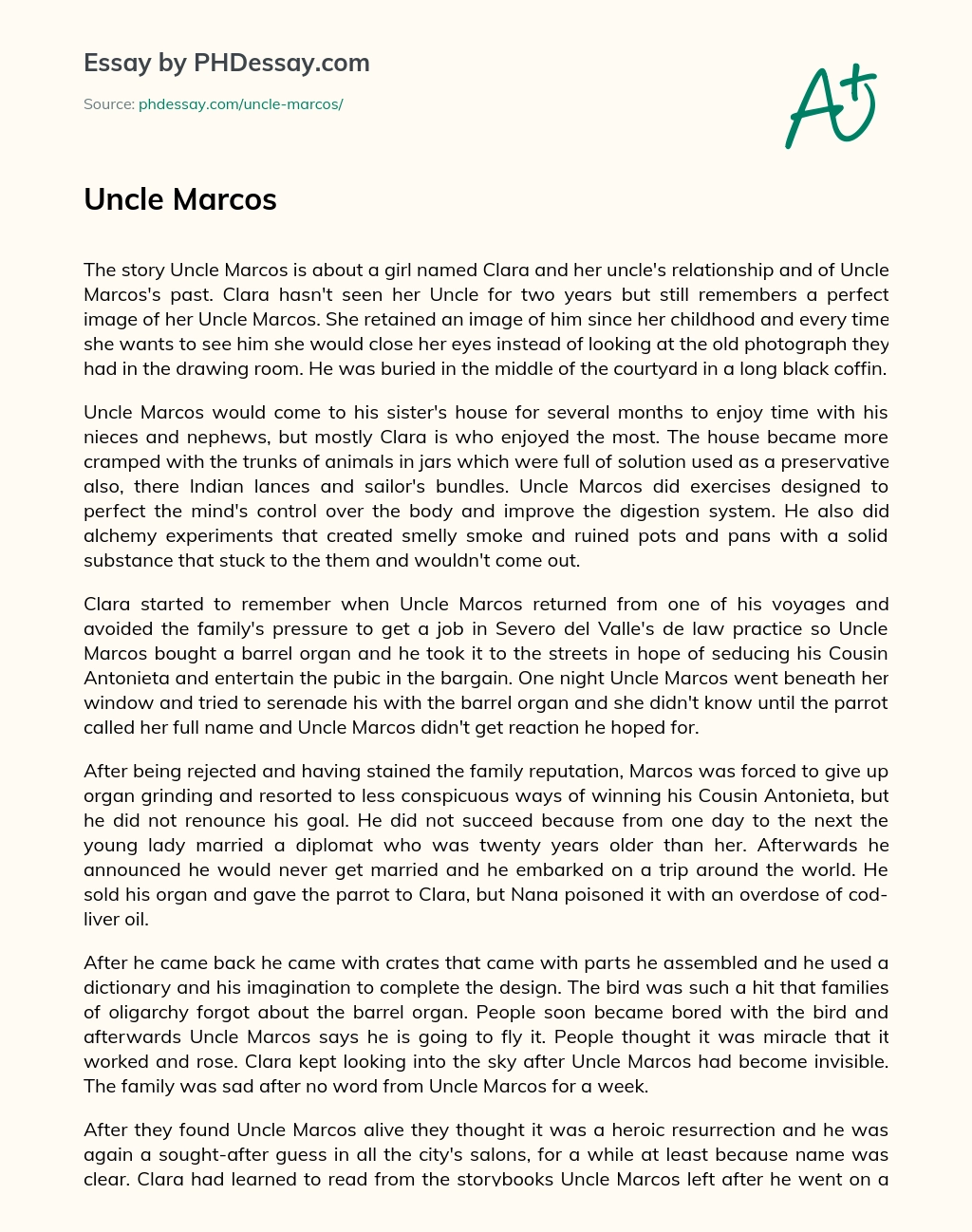 Uncle Marcos essay