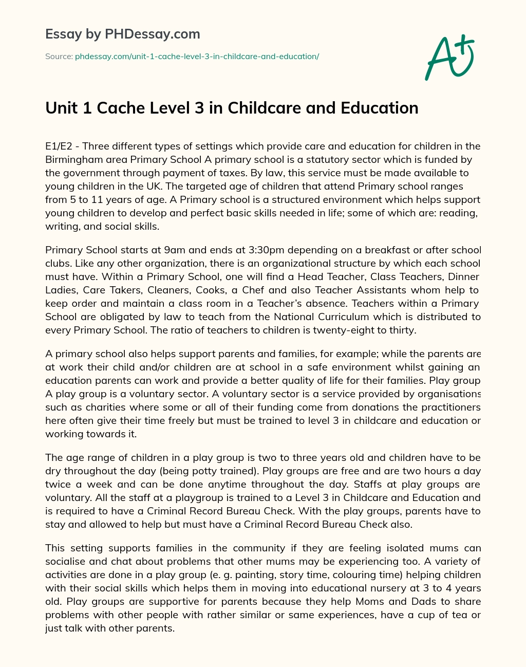 Childcare and Education essay