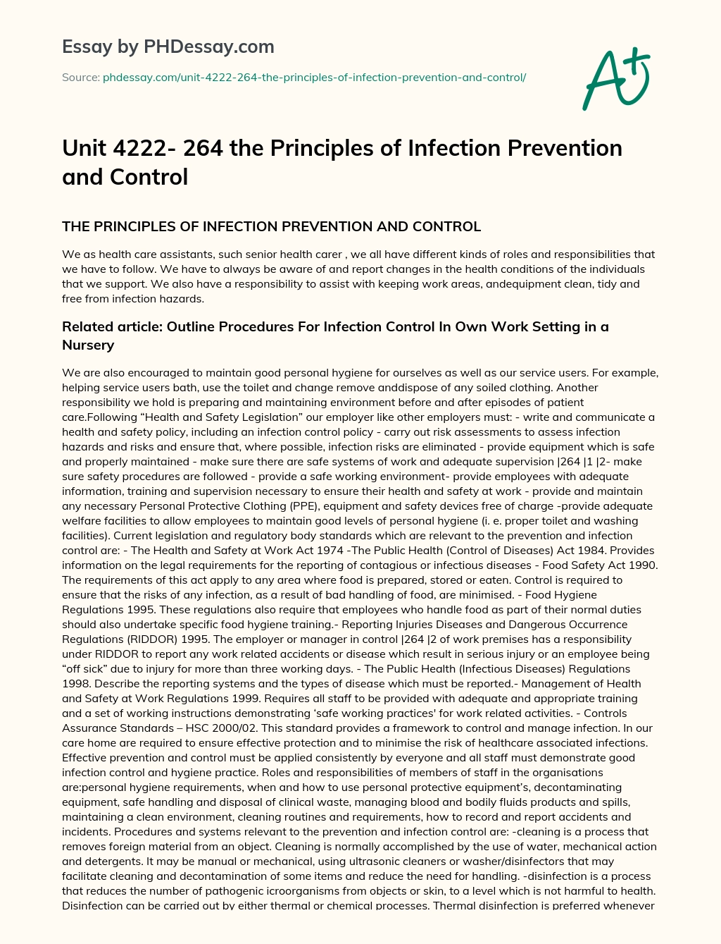 infection control essay