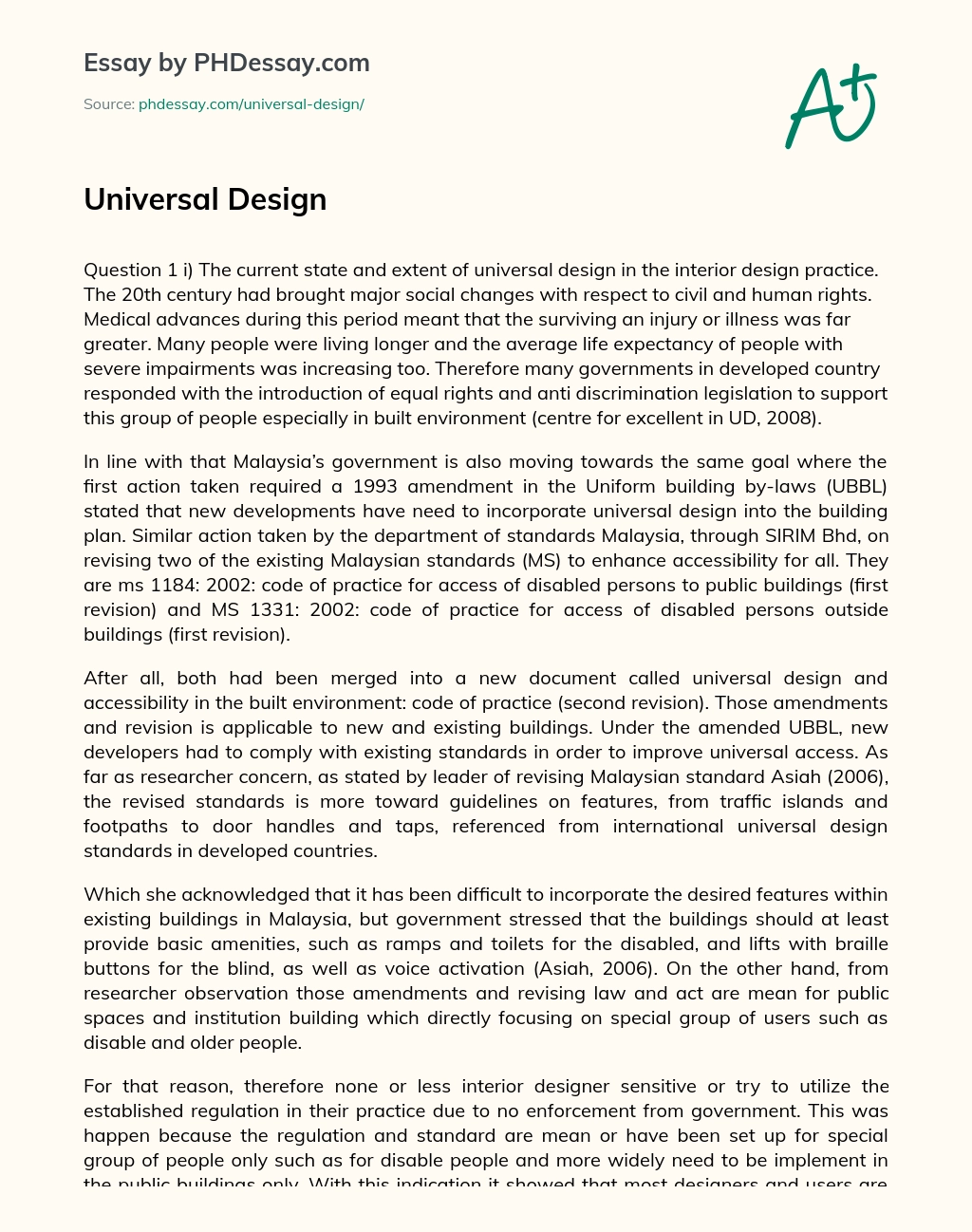 Universal Design essay