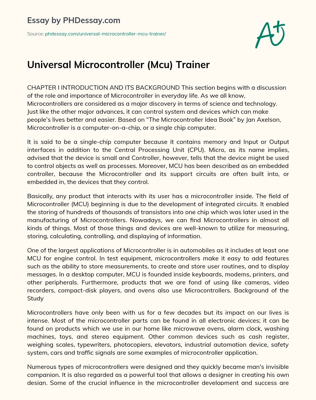 Universal Microcontroller Trainer essay