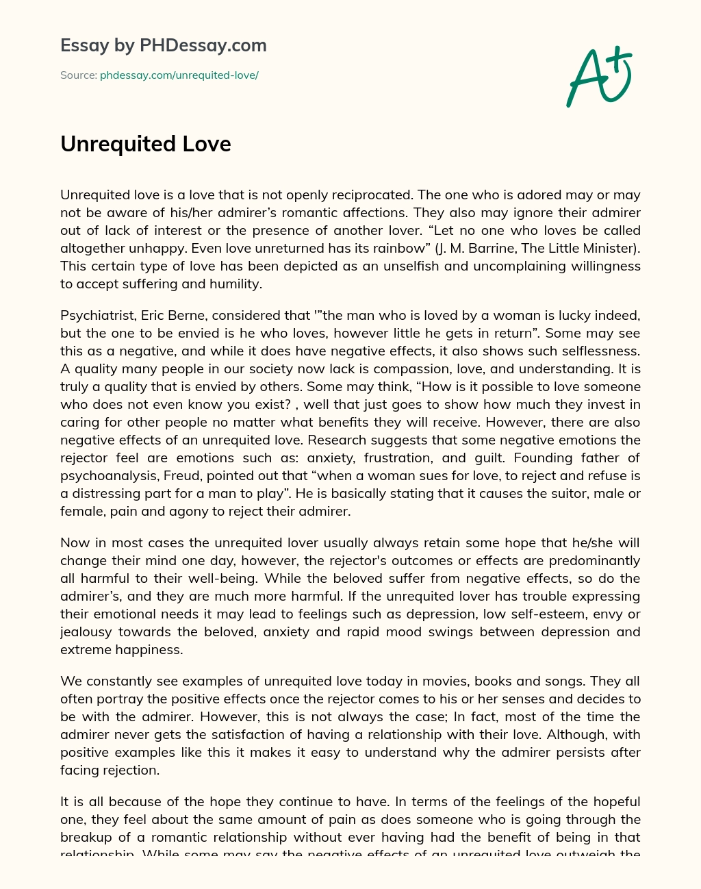Unrequited Love essay
