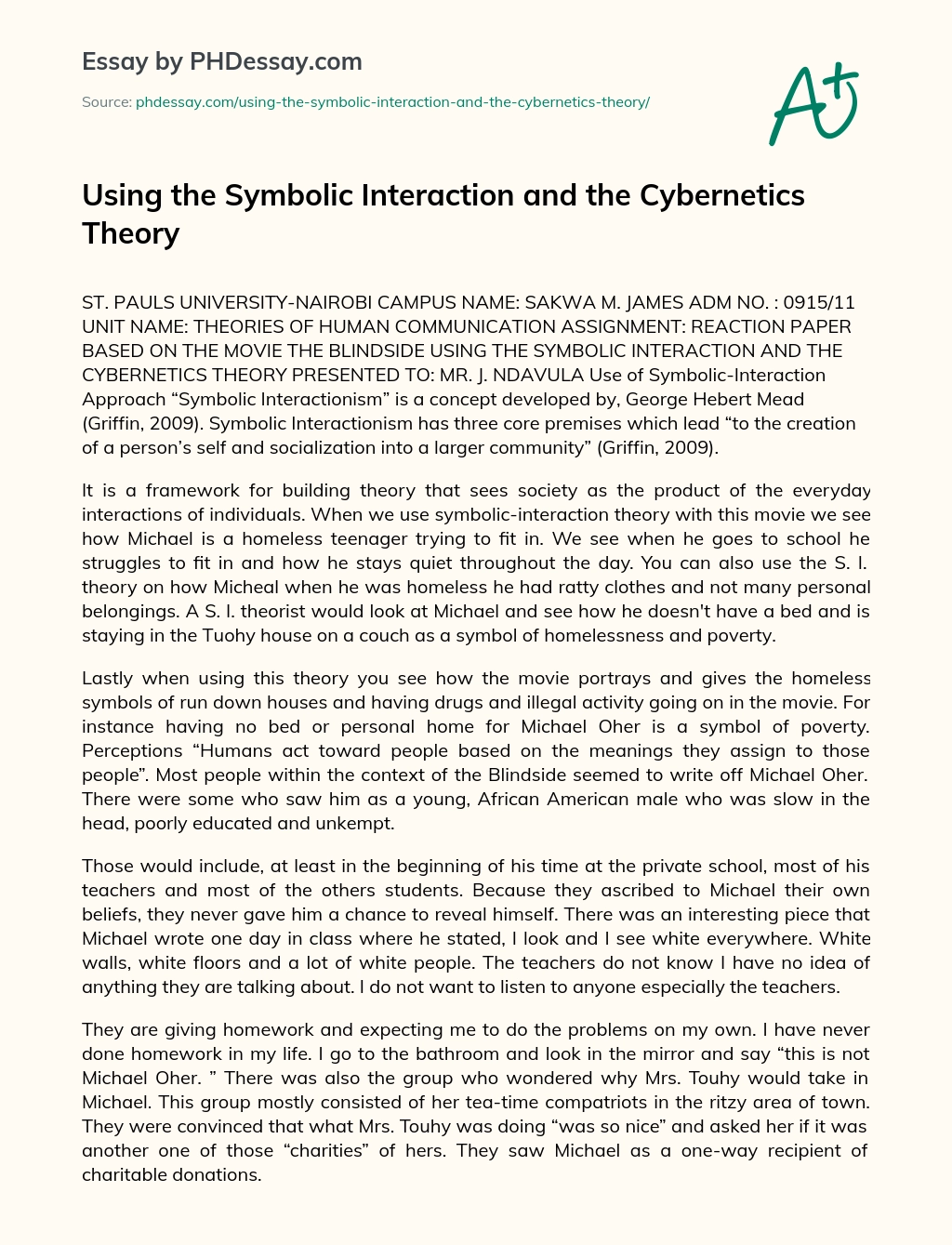Using the Symbolic Interaction and the Cybernetics Theory essay