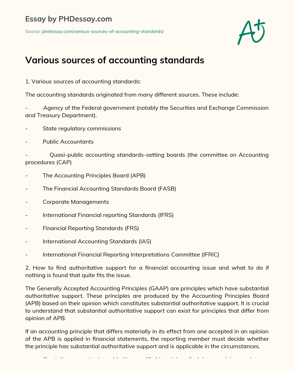 an essay about accounting standards