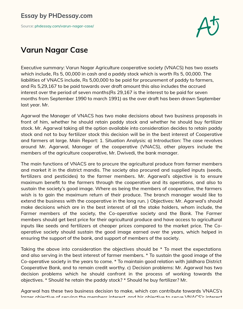 Varun Nagar Case essay