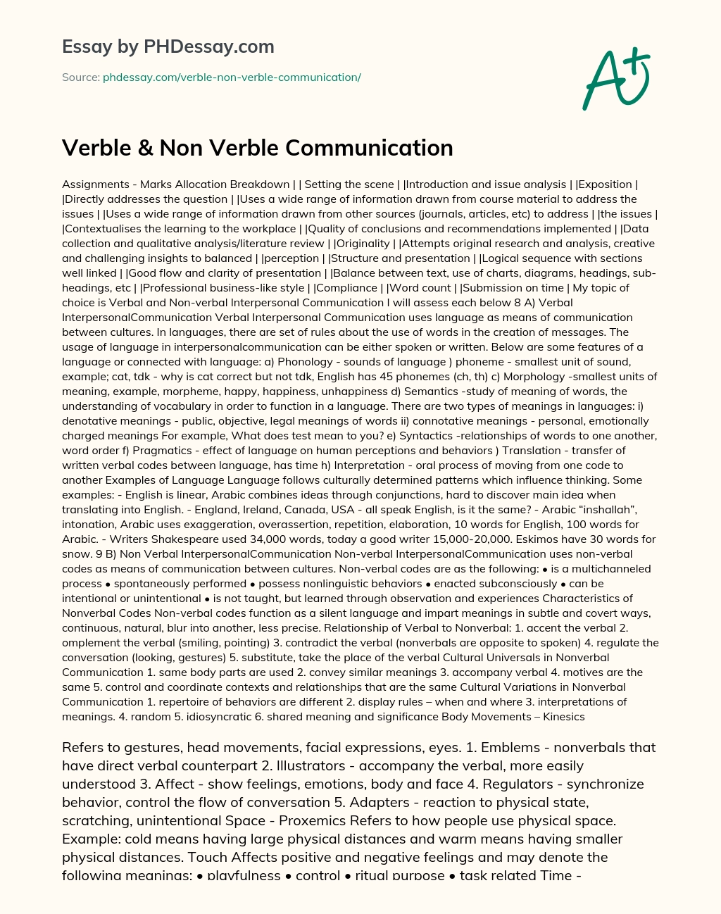 Verble & Non Verble Communication essay