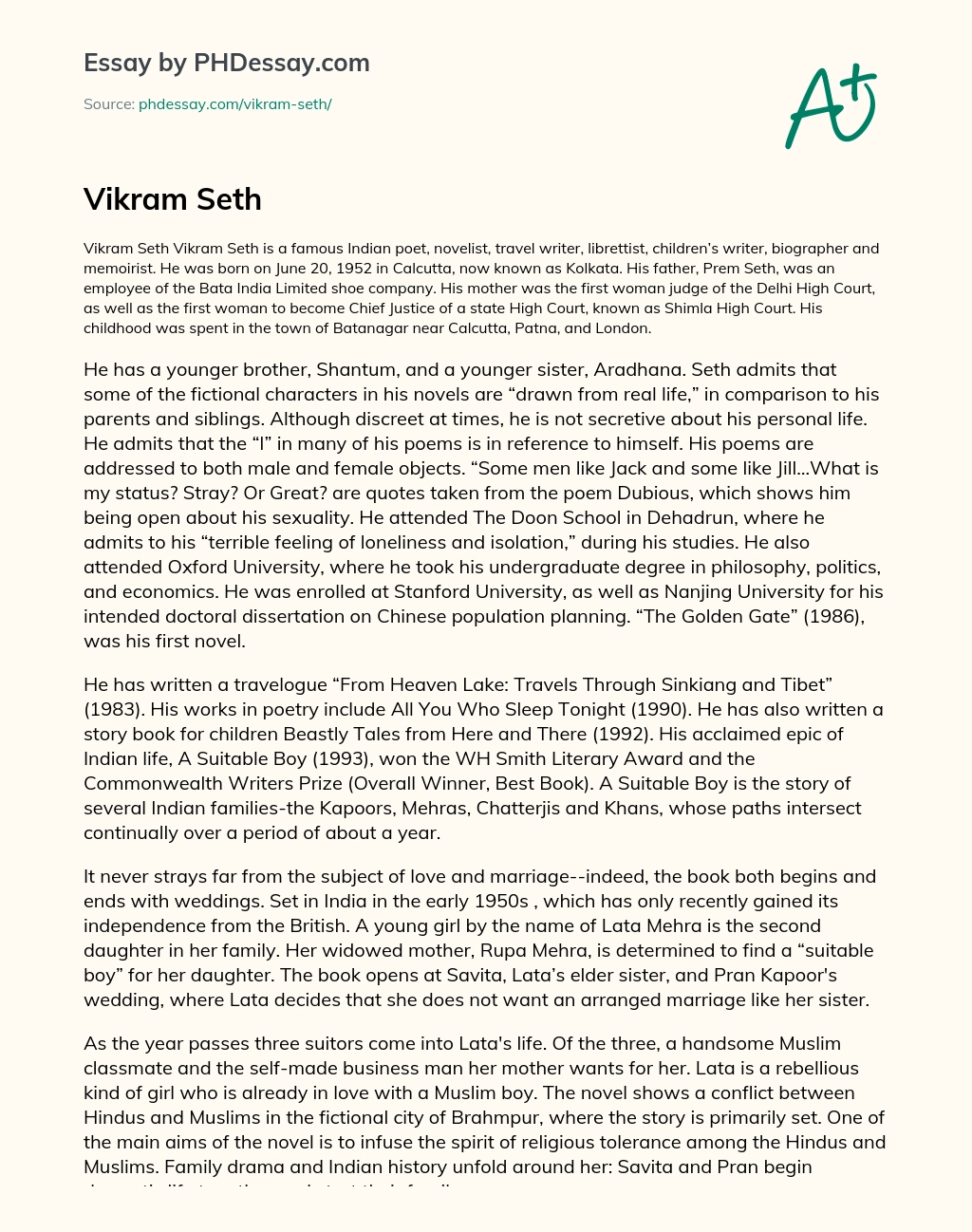 summary of the golden gate by vikram seth