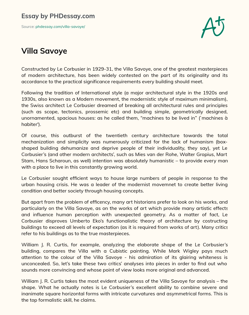 Villa Savoye essay
