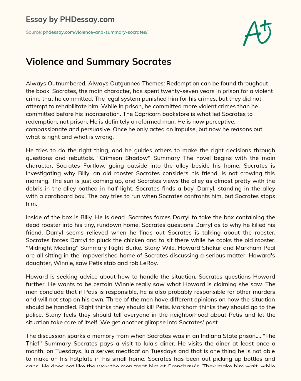 Violence and Summary Socrates essay