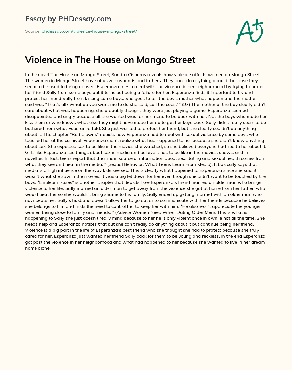 Violence in The House on Mango Street essay