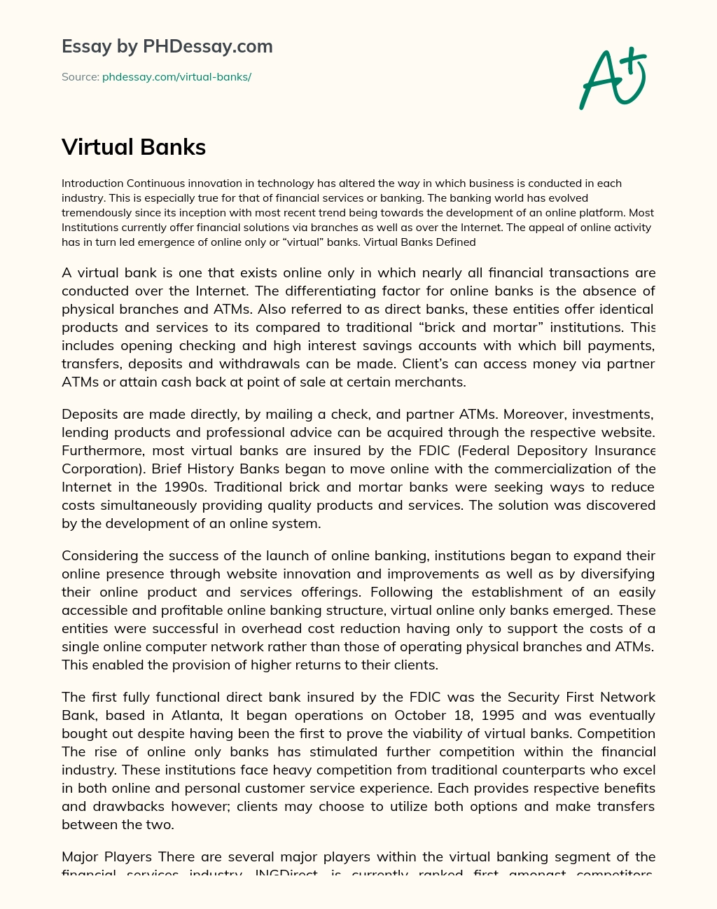 Virtual Banks essay