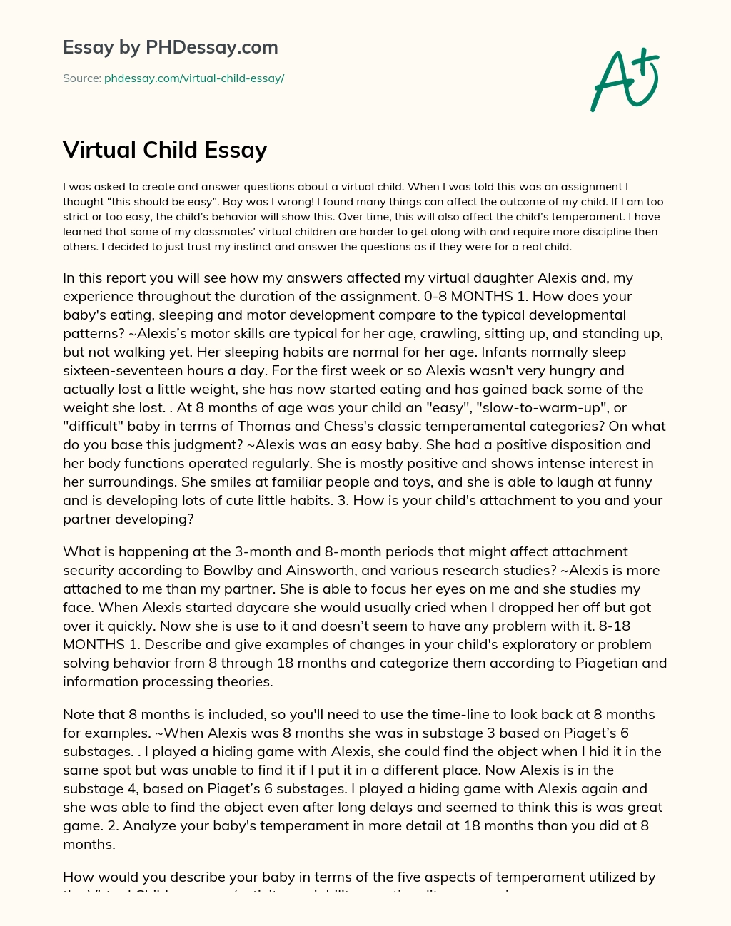 Virtual Child Essay essay