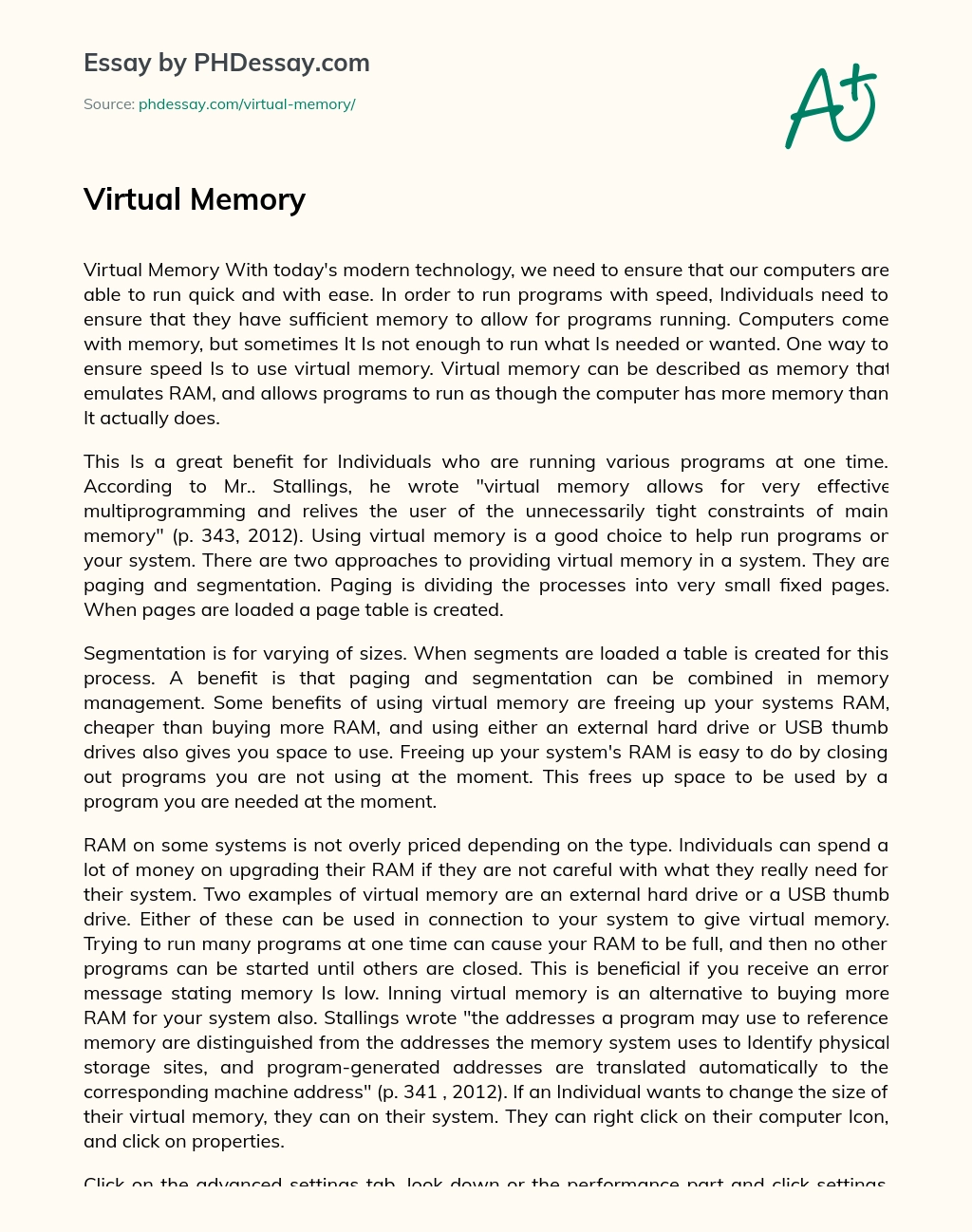 Virtual Memory essay