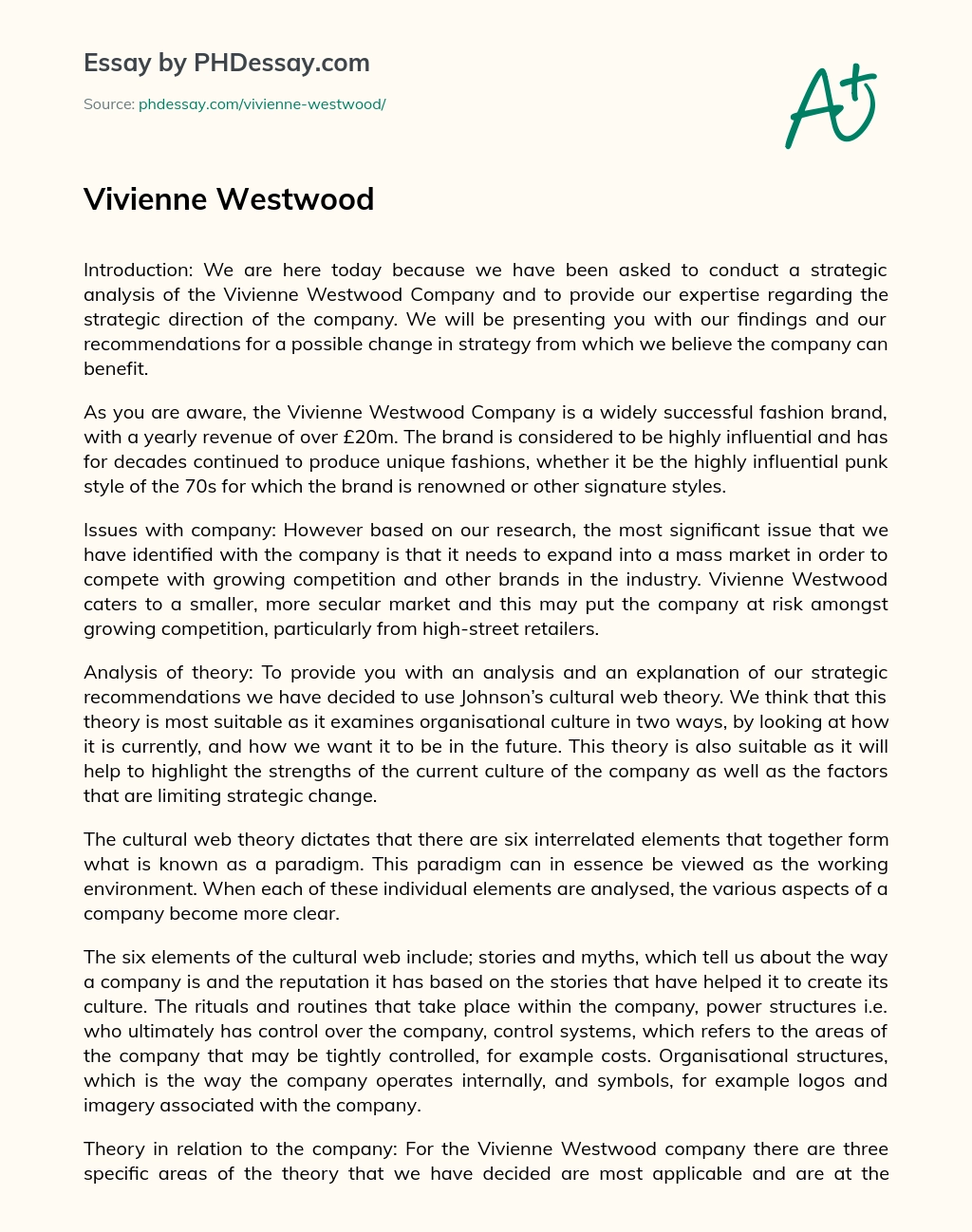 Vivienne Westwood essay