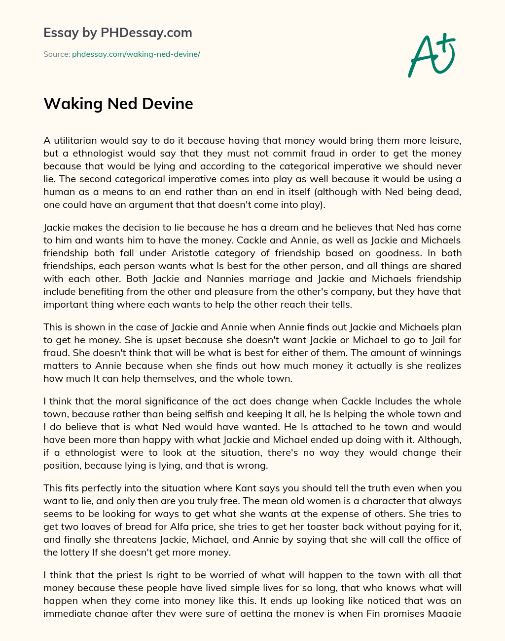 Waking Ned Devine essay