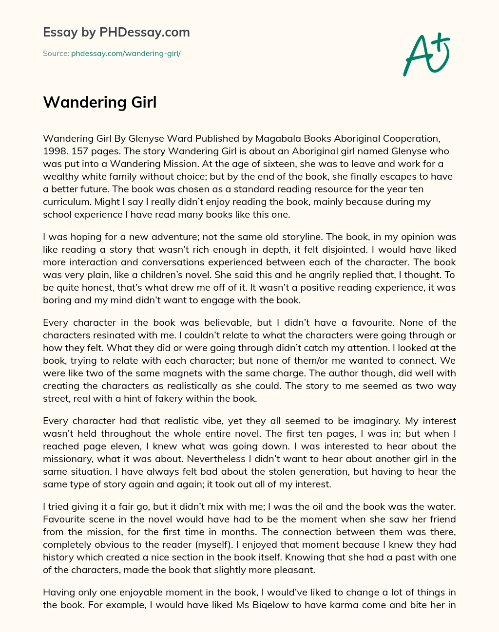 Wandering Girl essay