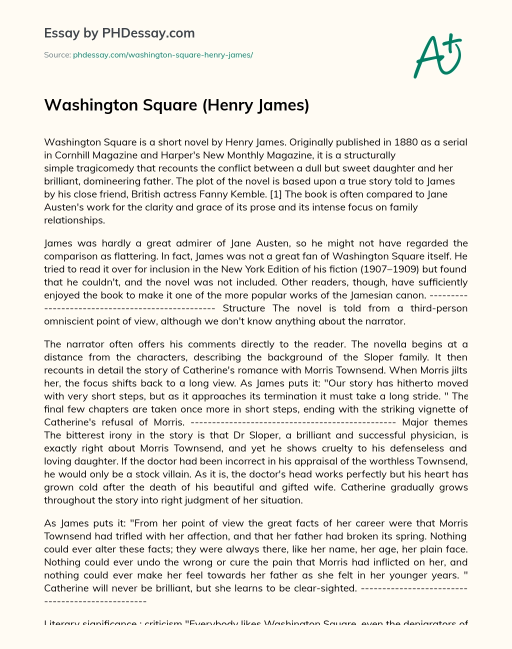 Washington Square (Henry James) essay