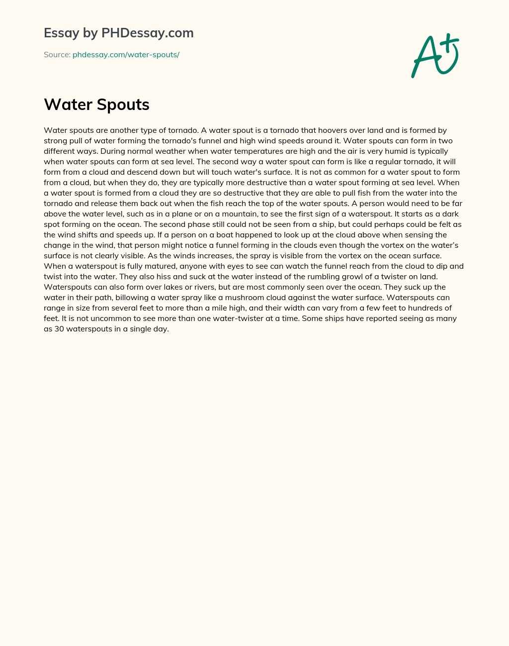 Water Spouts essay