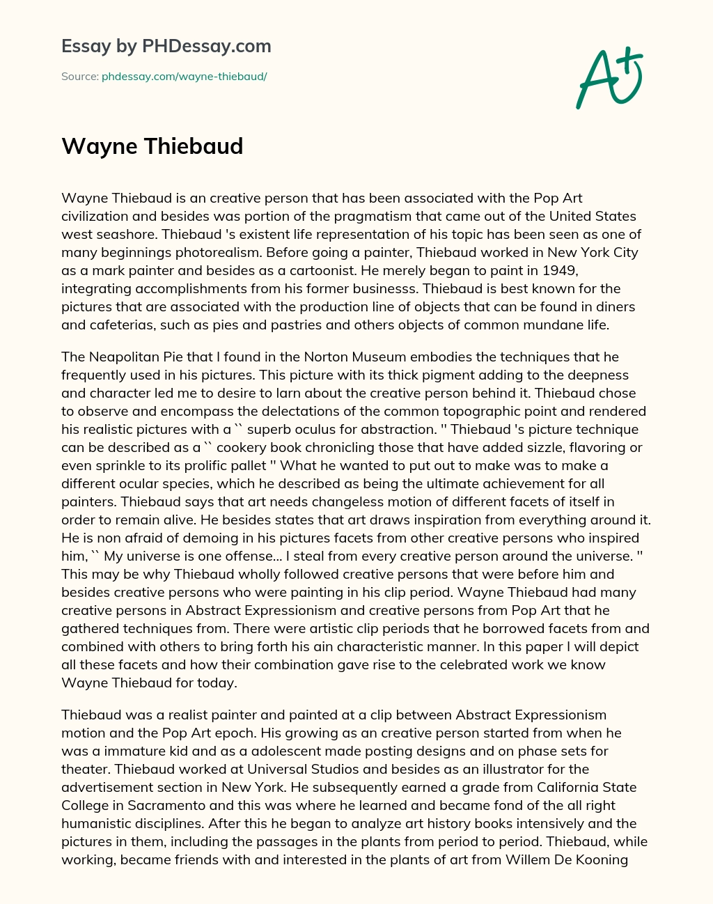 Wayne Thiebaud essay
