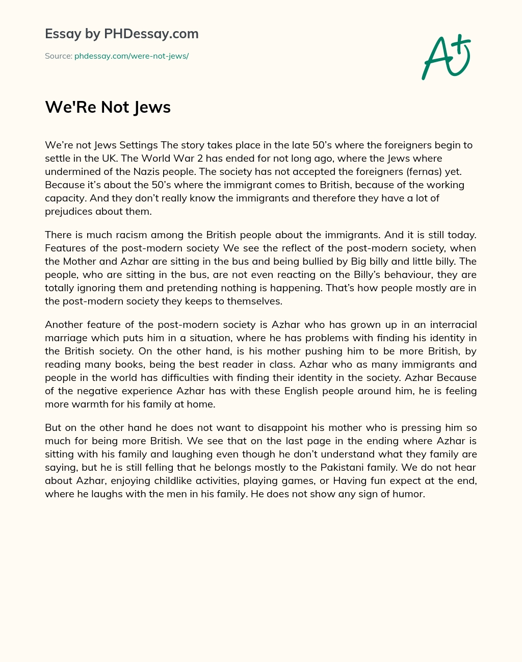 We’Re Not Jews essay