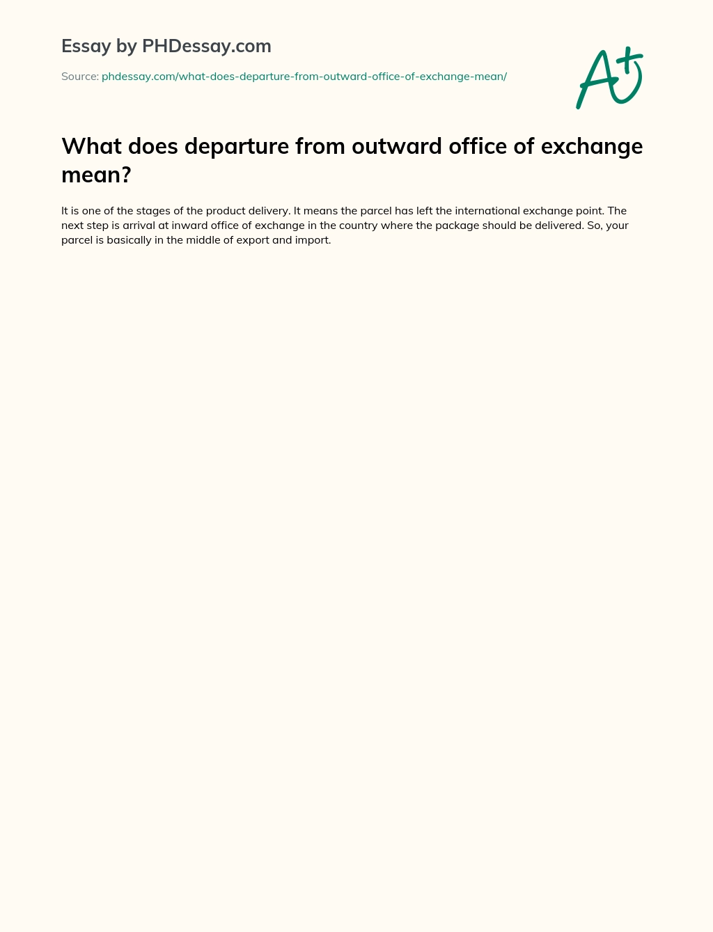 What does departure from outward office of exchange mean? essay
