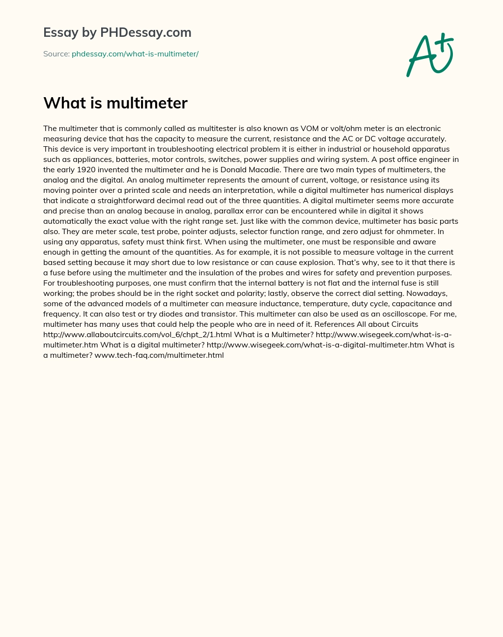 What is multimeter essay