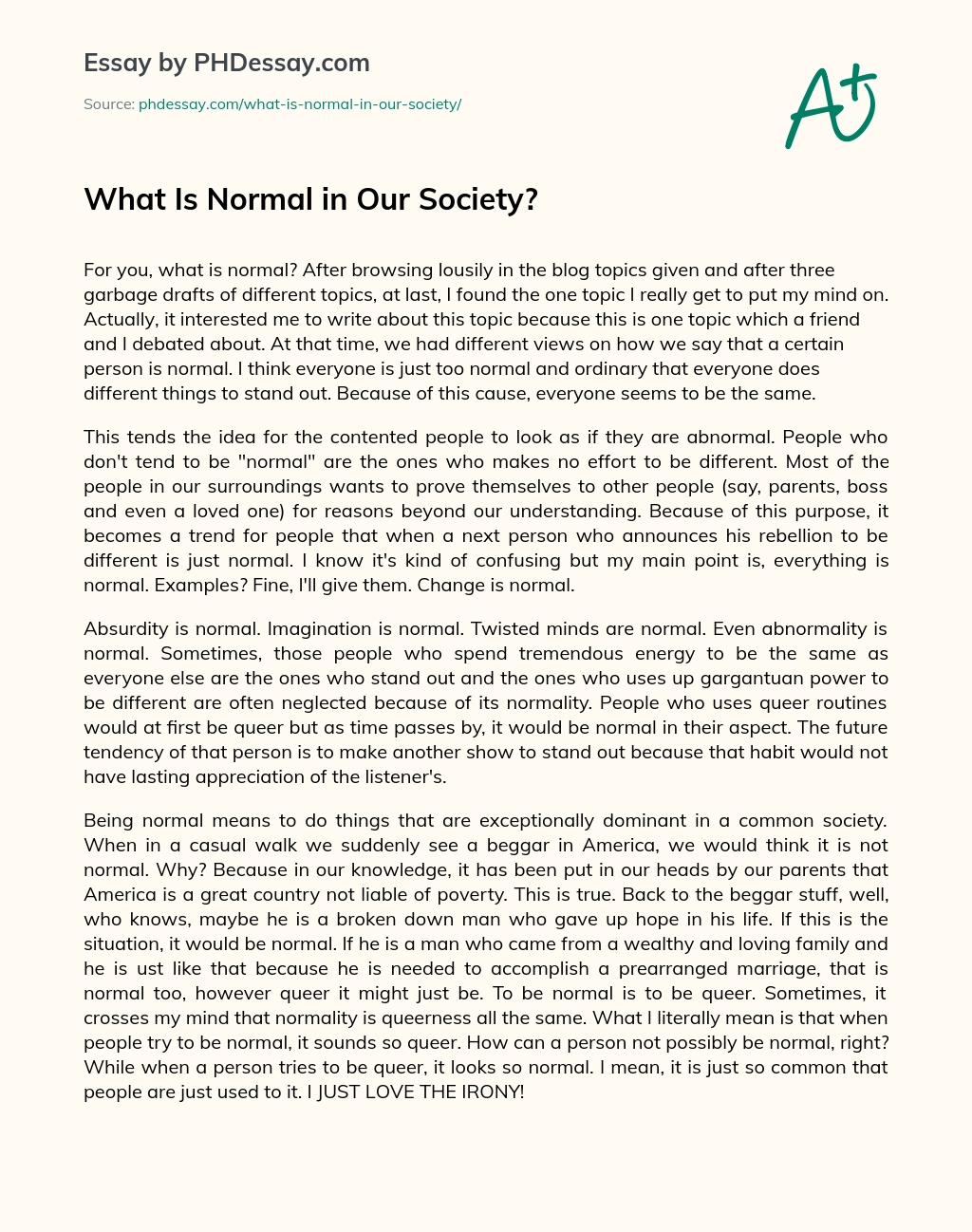 What Is Normal in Our Society? essay