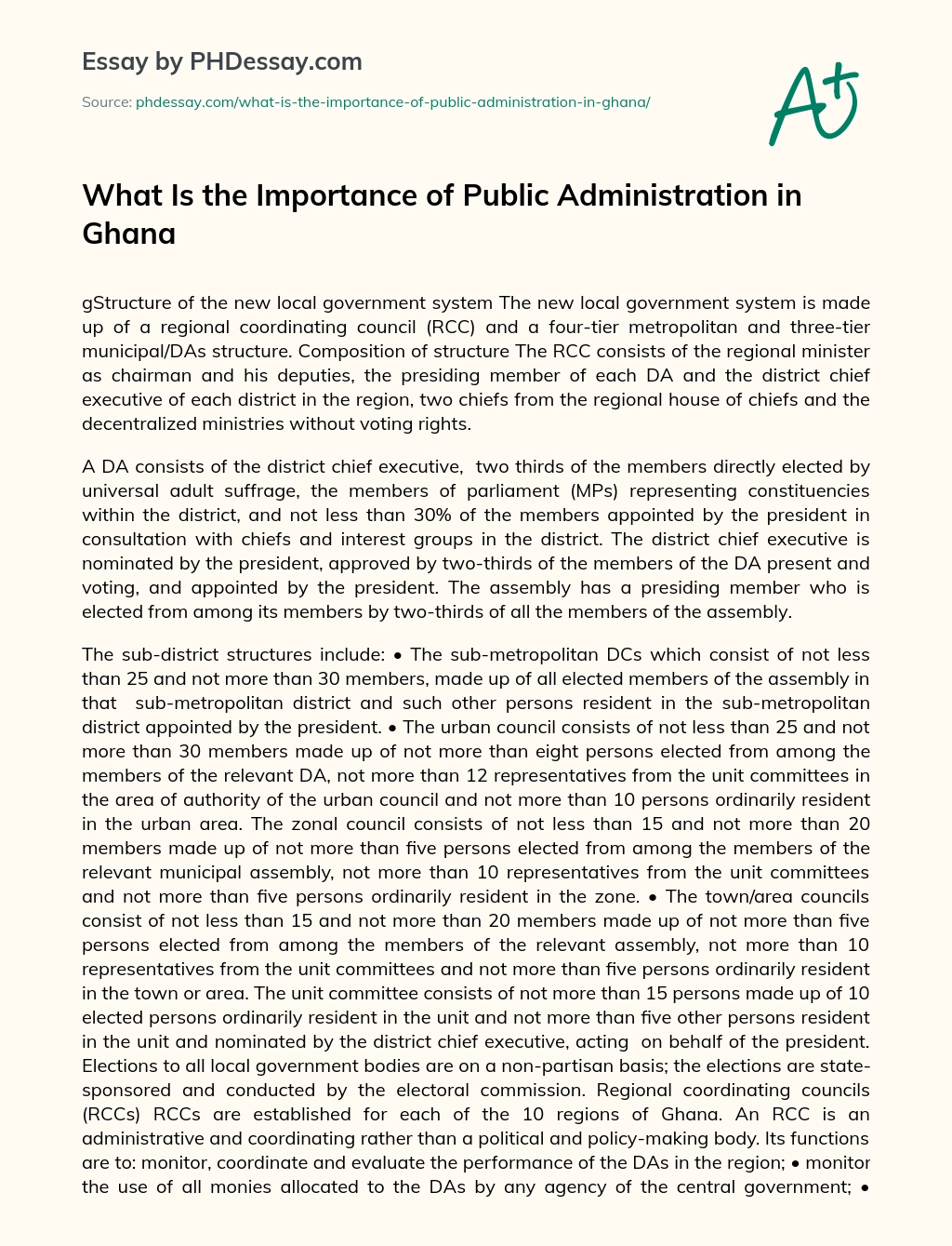 What Is the Importance of Public Administration in Ghana essay