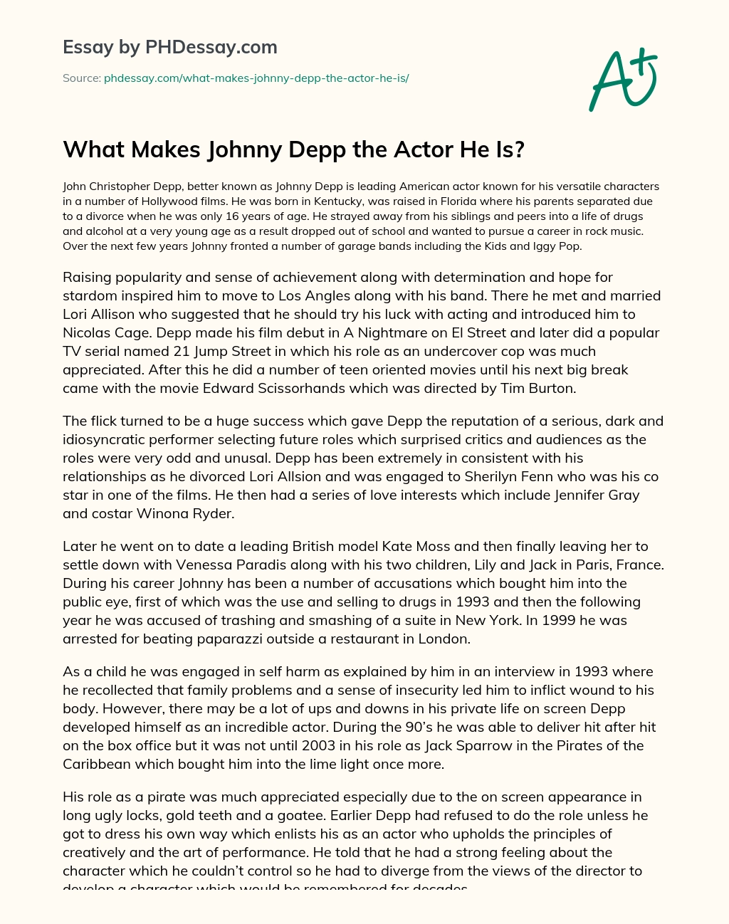 What Makes Johnny Depp the Actor He Is? essay