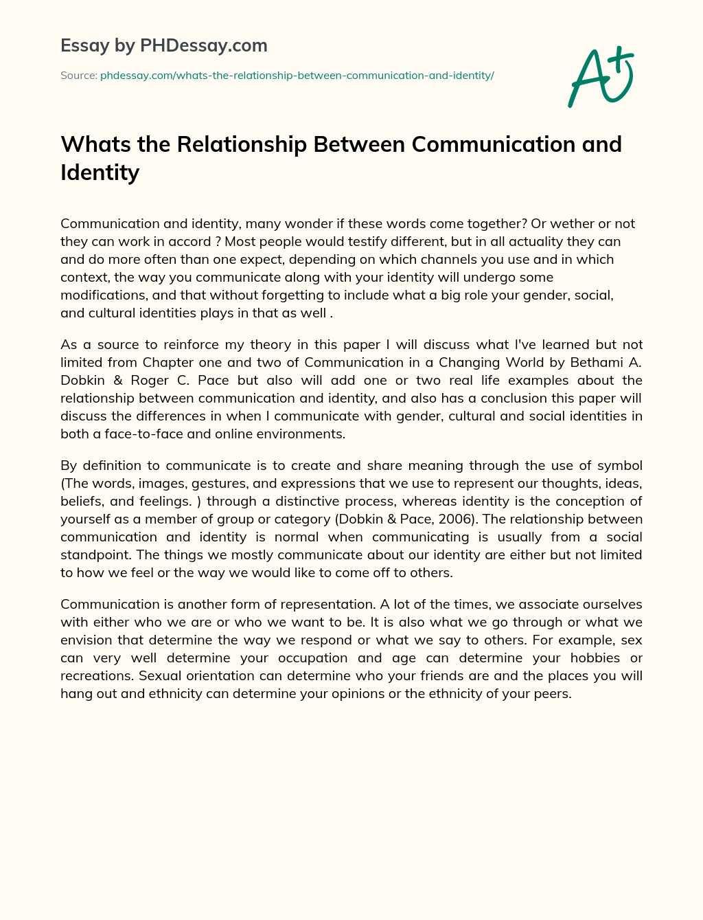Whats the Relationship Between Communication and Identity essay
