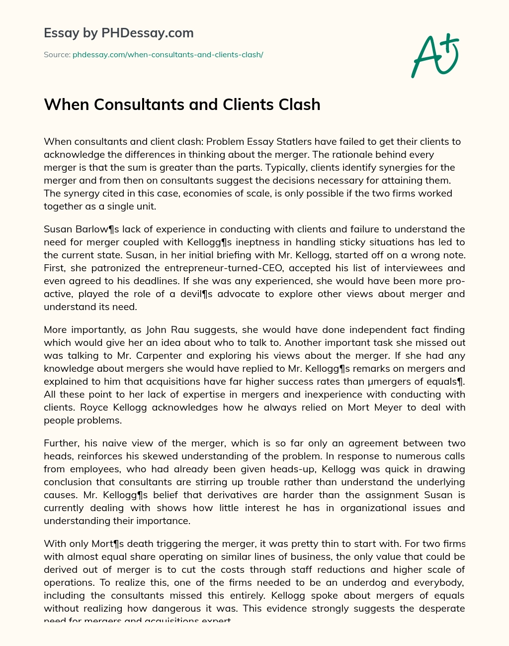 When Consultants and Clients Clash essay