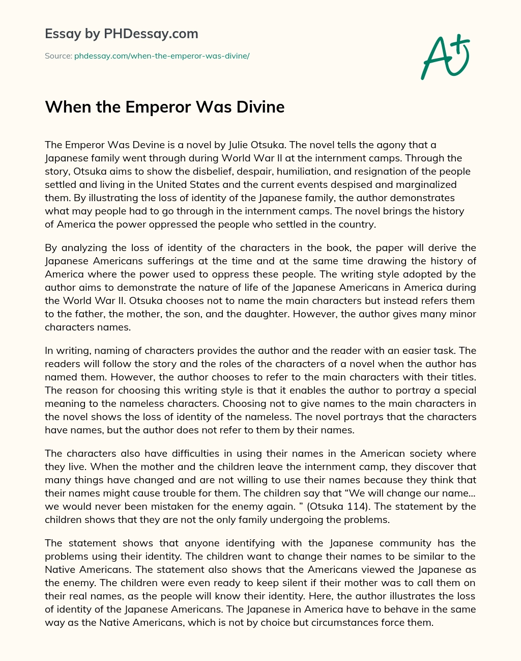 When the Emperor Was Divine essay