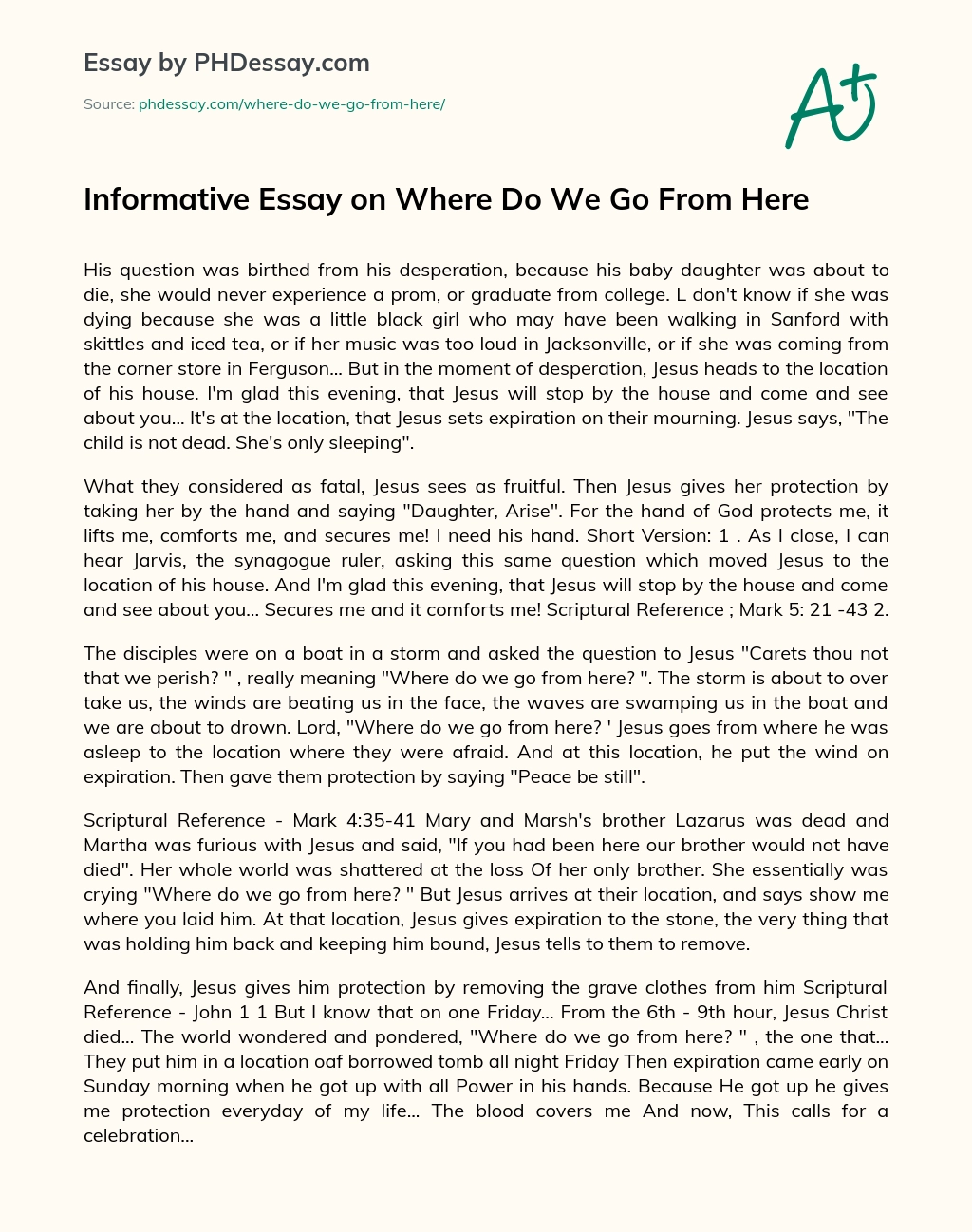 Informative Essay on Where Do We Go From Here essay