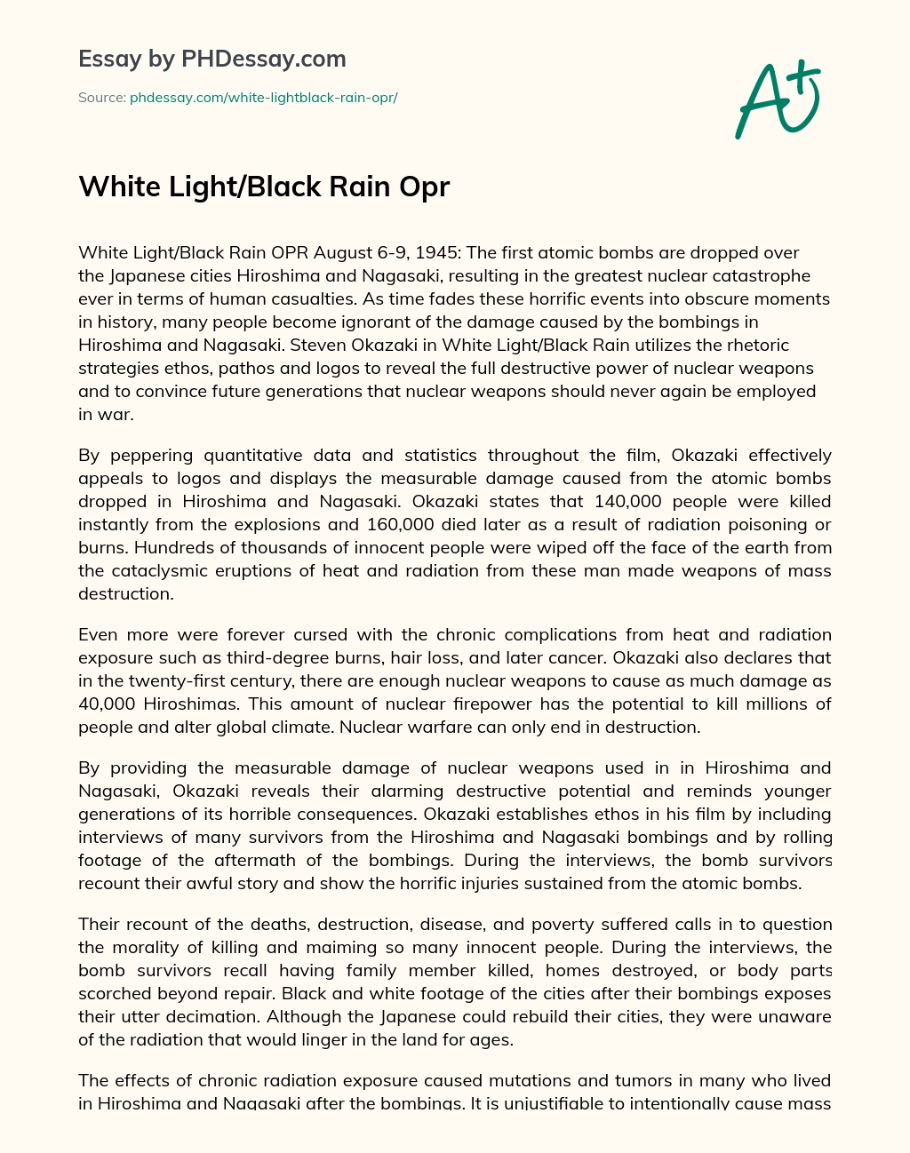 White Light/Black Rain Opr essay
