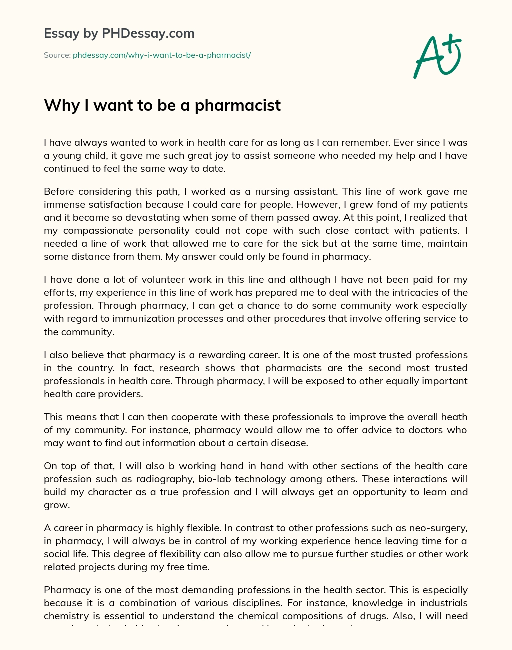 Реферат: Pharmacist Career Report Essay Research Paper Pharmacist