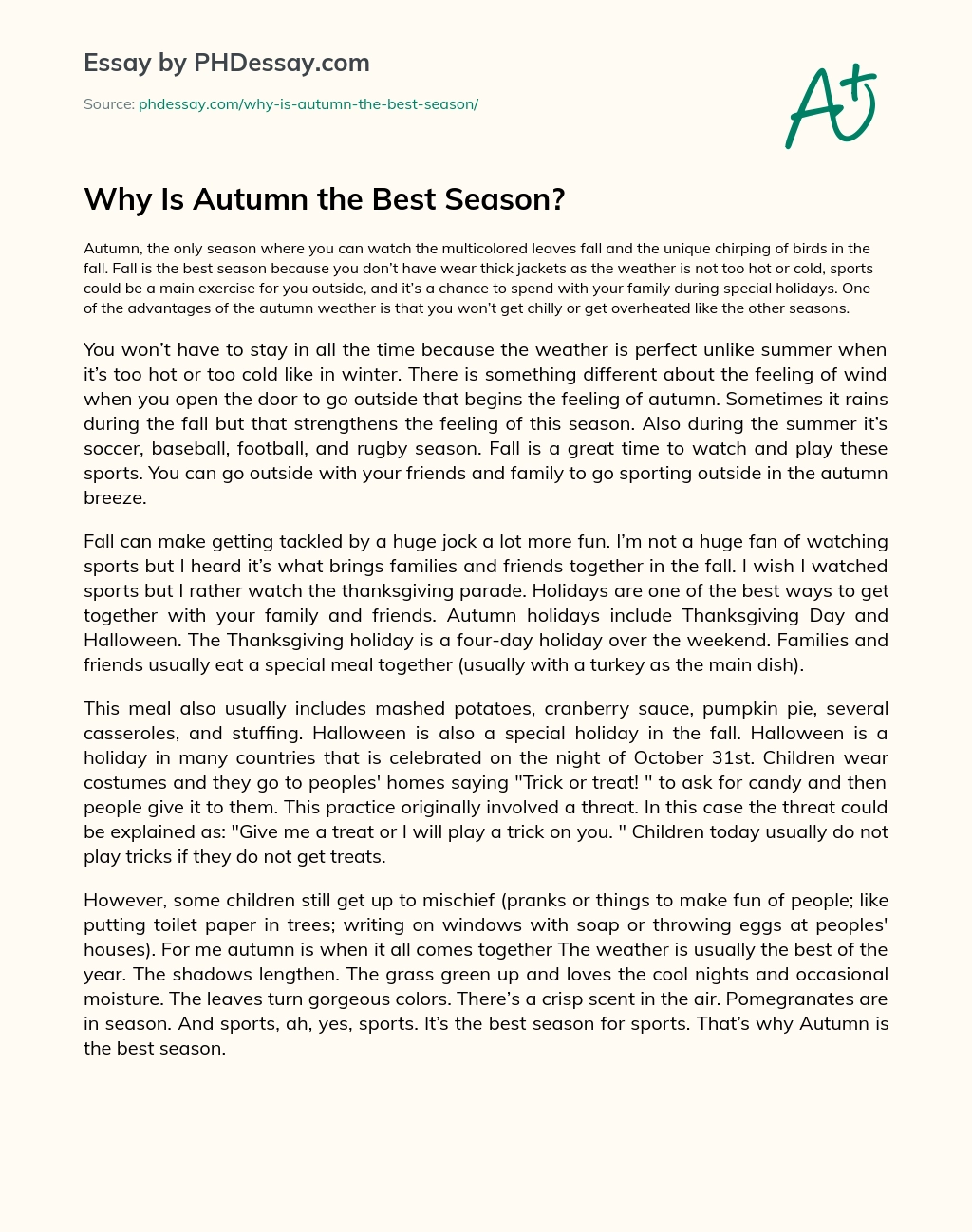 Why Is Autumn the Best Season? essay
