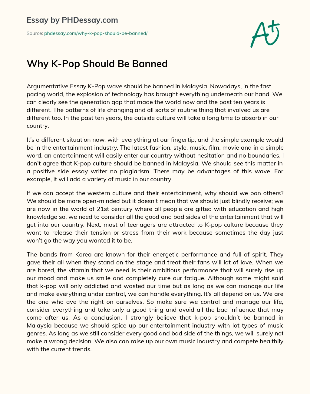 Why K-Pop Should Be Banned essay