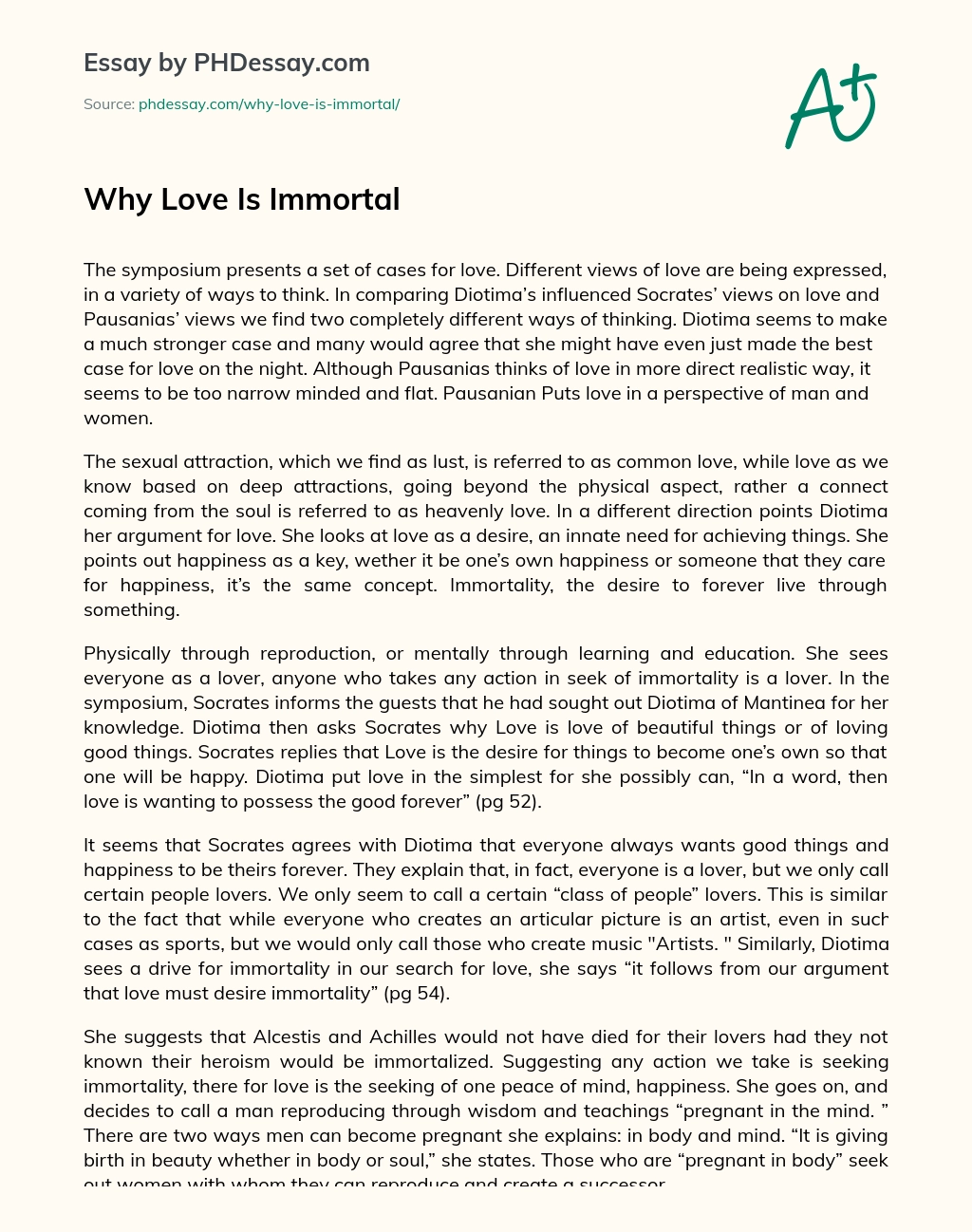 Why Love Is Immortal essay