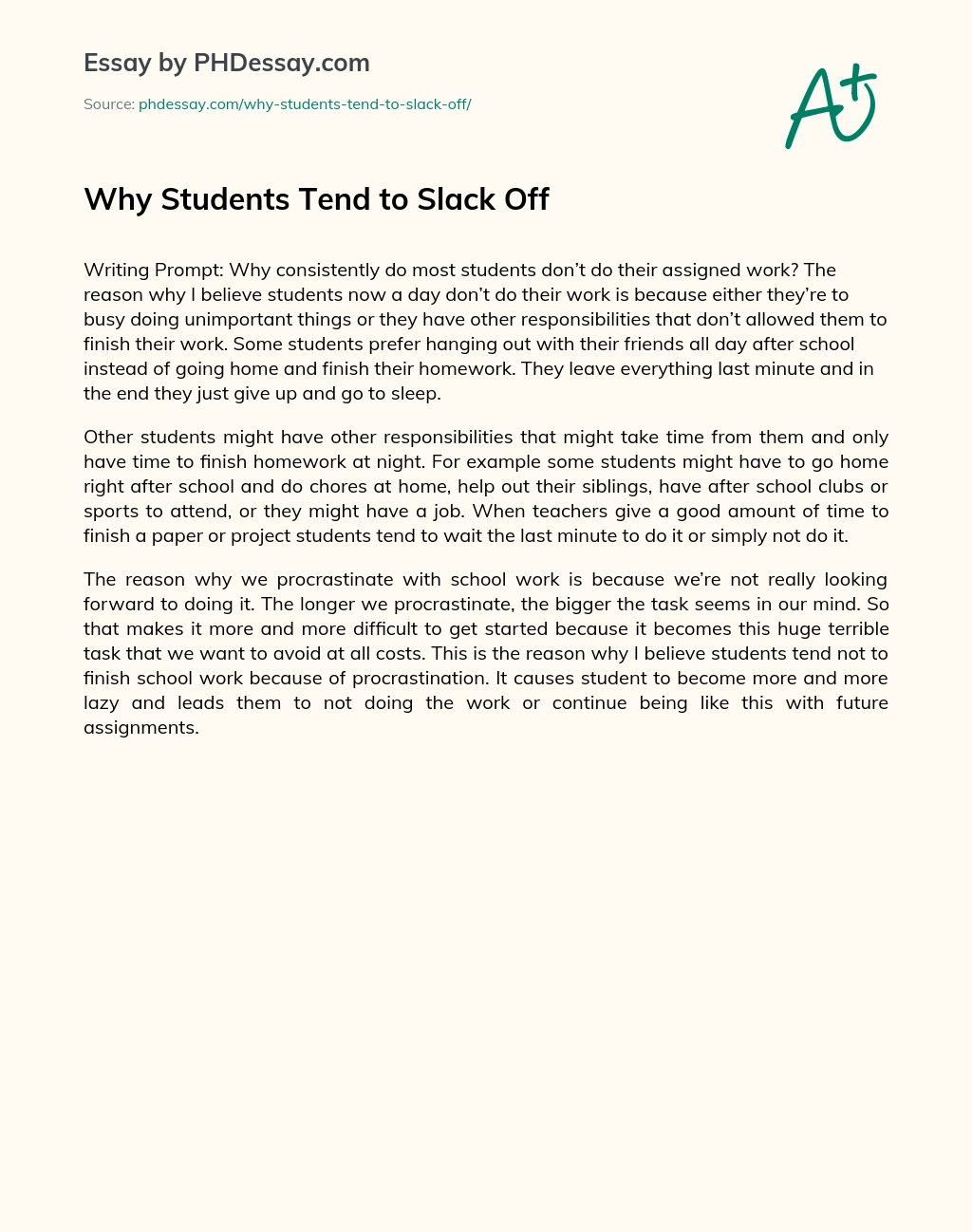 Why Students Tend to Slack Off essay
