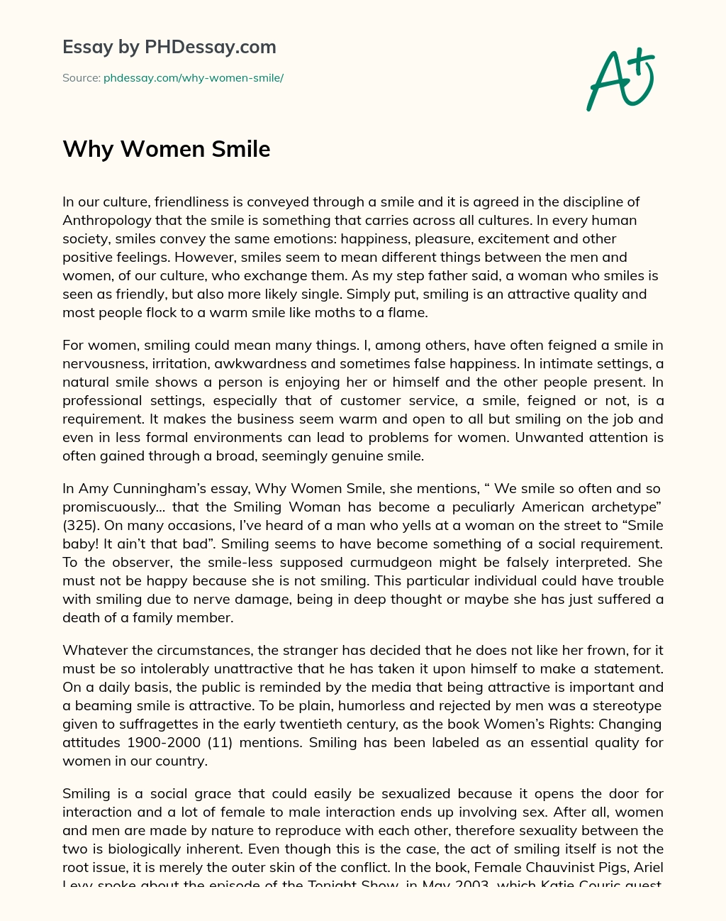 Why Women Smile essay