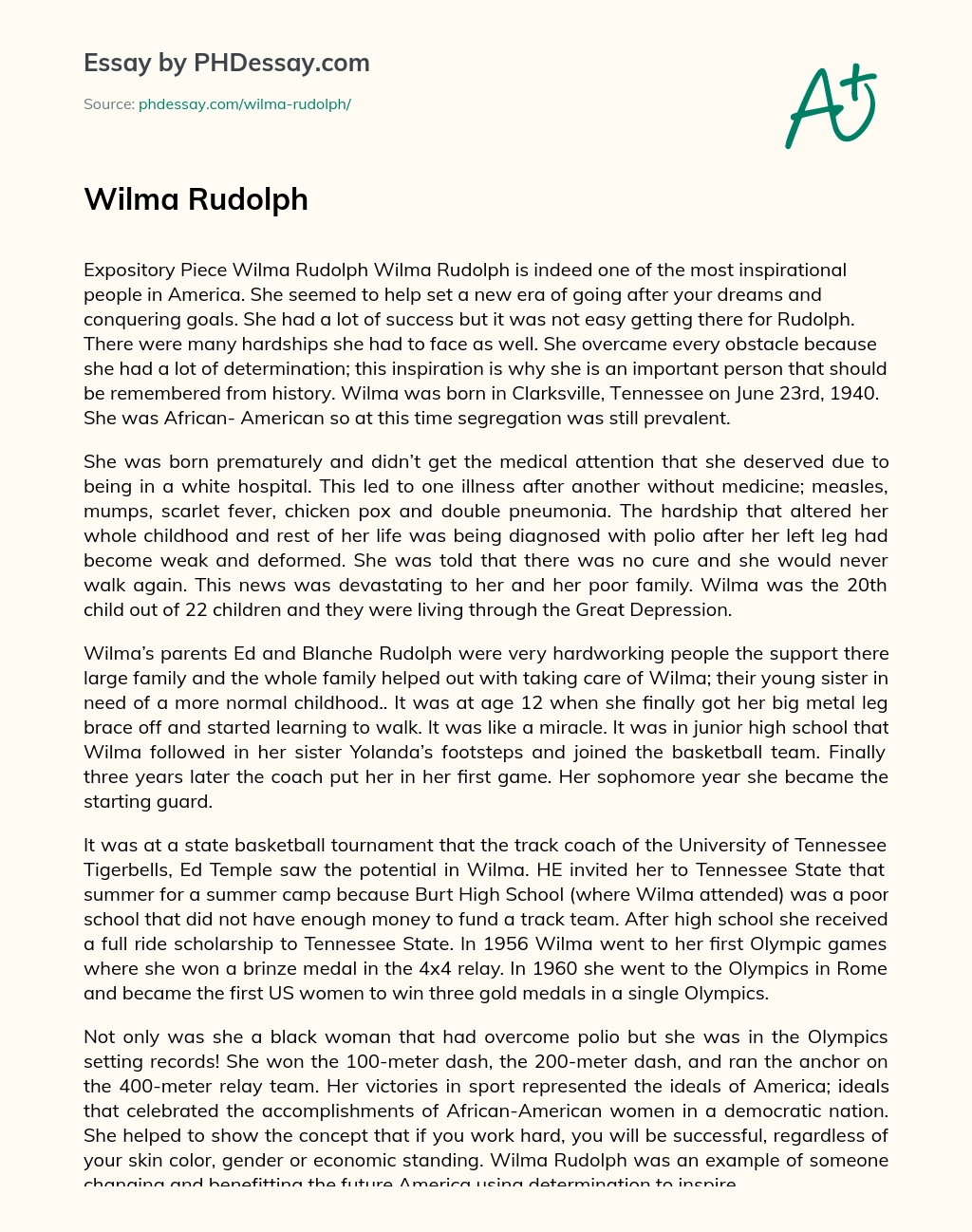Wilma Rudolph essay