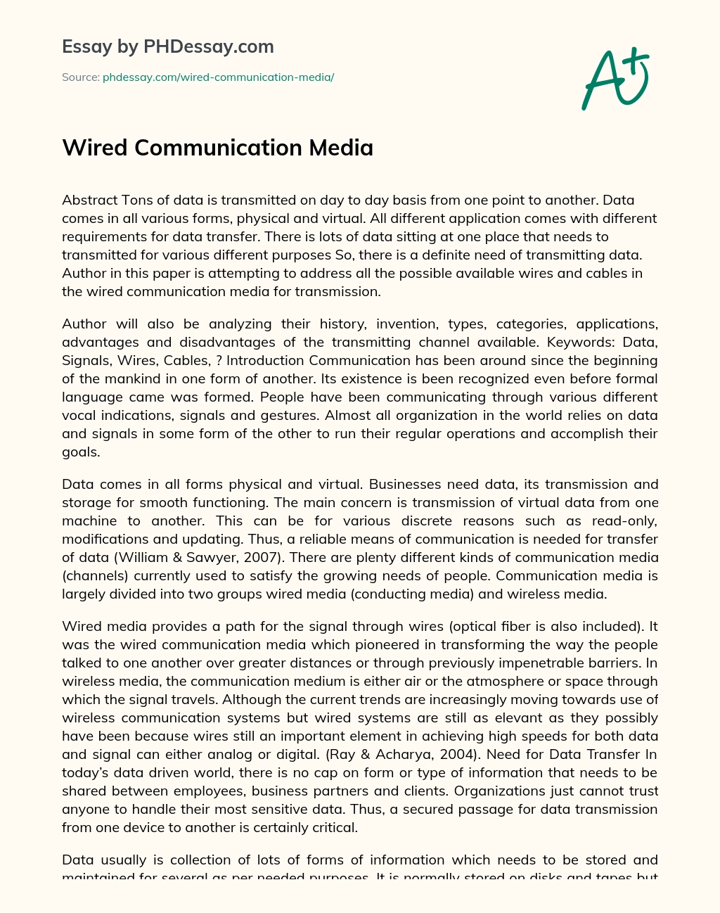 Wired Communication Media essay