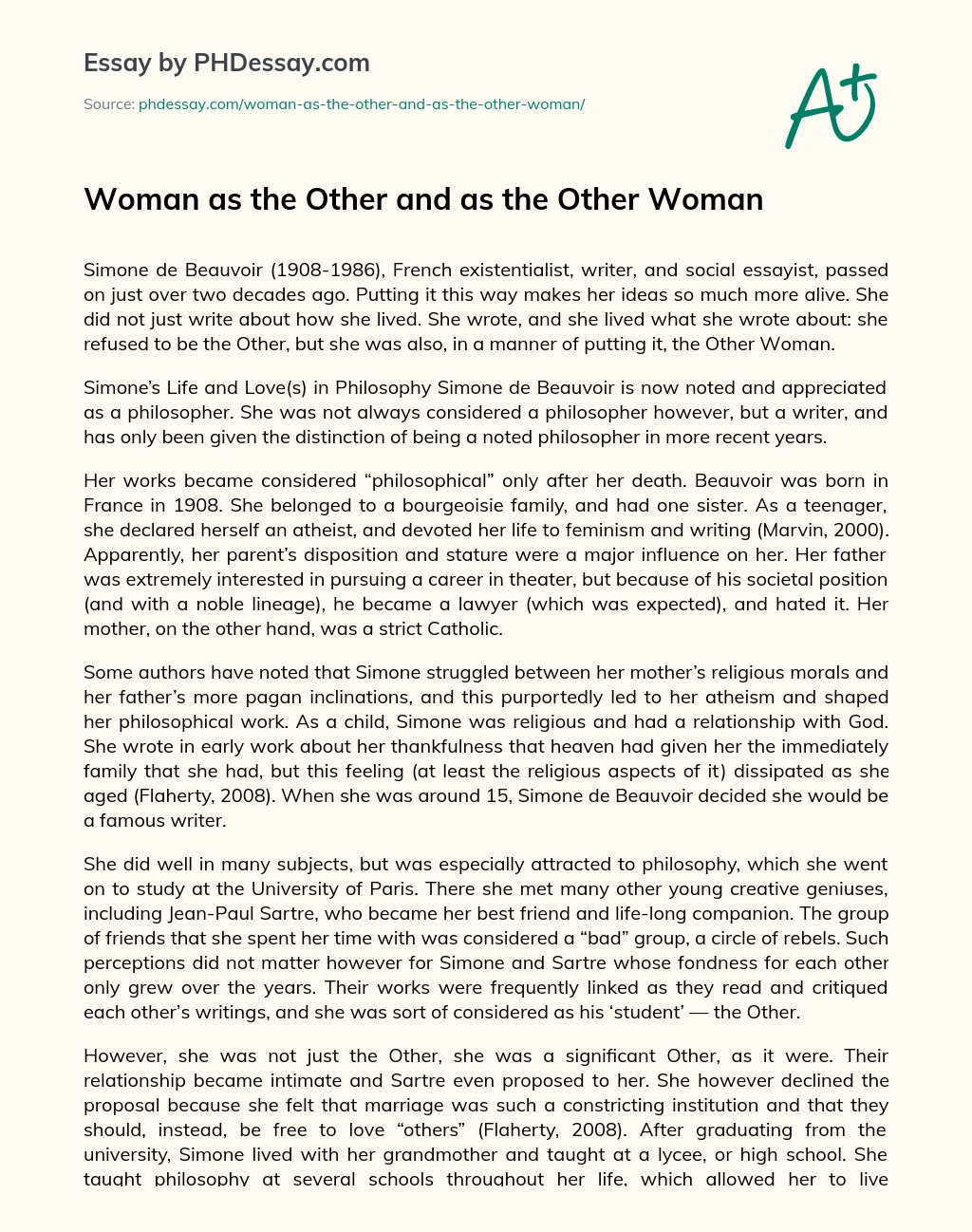 Woman as the Other and as the Other Woman essay