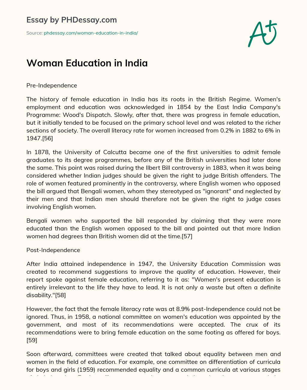 Woman Education in India essay