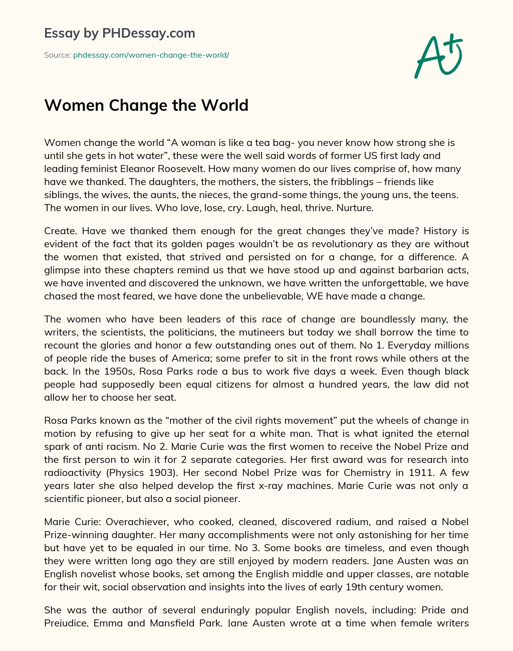 Women Change the World essay